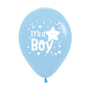 GLOBO LATEX REDONDO 2 CARAS IT'S A BOY PASTEL MATE AZUL
