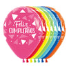 GLOBO LATEX REDONDO INFINITY® FELIZ CUMPLEAÑOS TRIANGLES COLORFUL FASHION SURTIDO