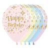 INFINITY® HAPPY BIRTHDAY ROUND LATEX BALLOON FROSTY DIAMOND PASTEL MATTE GOLD ASSORTED