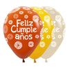 GLOBO LATEX REDONDO INFINITY® FELIZ CUMPLEAÑOS CITRUS NARANJA FASHION SURTIDO