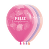 GLOBO LATEX REDONDO INFINITY® FELIZ CUMPLEAÑOS FIESTA ACUAREL FASHION SURTIDO