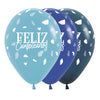 GLOBO LATEX REDONDO INFINITY® FELIZ CUMPLEAÑOS TERRAZO AZUL FASHION SURTIDO