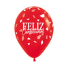 GLOBO LATEX REDONDO INFINITY® FELIZ CUMPLEAÑOS TERRAZO ROJO FASHION