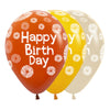 ROUND LATEX BALLOON INFINITY® HAPPY BIRTHDAY CITRUS ORANGE FASHION ASSORTED