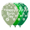 GLOBO LATEX REDONDO INFINITY® HAPPY BIRTHDAY CITRUS VERDE FASHION SURTIDO