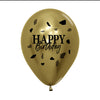 ROUND LATEX BALLOON 2 SIDES HAPPY BIRTHDAY GOLDEN TERRAZO - BLACK GOLDEN REFLEX