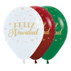GLOBO LATEX REDONDO INFINITY® FELIZ NAVIDAD INVIERNO DORADO FASHION SURTIDO