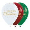 GLOBO LATEX REDONDO INFINITY® MERRY CHRISTMAS INVIERNO DORADO FASHION SURTIDO