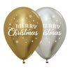 GLOBO LATEX REDONDO 2 CARAS MERRY CHRISTMAS INVIERNO DORADO REFLEX SURTIDO