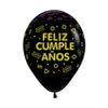 INFINITY® ROUND LATEX BALLOON HAPPY BIRTHDAY FLUORESCENT FASHION BLACK