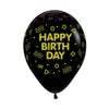 INFINITY® HAPPY BIRTHDAY ROUND LATEX BALLOON FLUORESCENT FASHION BLACK