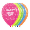 ROUND LATEX BALLOON INFINITY® HAPPY BIRTHDAY FLUORESCENT NEON ASSORTED