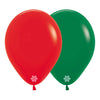 FASHION ROUND LATEX BALLOON ASSORTMENT CHRISTMAS RED AND JUNGLE GREEN