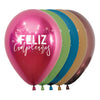 ROUND LATEX BALLOON 2 SIDES HAPPY BIRTHDAY VIBRANT REFLEX ASSORTED