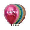 ROUND LATEX BALLOON 2 SIDES HAPPY BIRTHDAY VIBRANT REFLEX ASSORTED