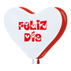 GLOBO LATEX CORAZON 2 CARAS FELIZ DIA FASHION SURTIDO ROJO - BLANCO