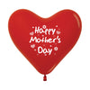 2-SIDED HEART LATEX BALLOON HAPPY MOTHERS DAY FASHION RED