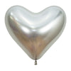 SILVER REFLEX HEART LATEX BALLOON