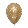 GLOBO LATEX REDONDO INFINITY® ESTRELLAS REFLEX DORADO