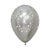 GLOBO LATEX REDONDO INFINITY® ESTRELLAS REFLEX PLATA