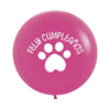 ROUND LATEX BALLOON 2 SIDES HAPPY BIRTHDAY WITH FOOTPRINTS FASHION FUCHSIA