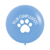 ROUND LATEX BALLOON 2 SIDES HAPPY BIRTHDAY FOOTPRINTS FASHION BLUE