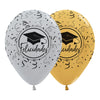 GLOBO LATEX REDONDO INFINITY® FELICIDADES GRADO SATIN Y METAL SURTIDO