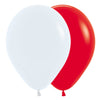 FASHION ROUND LATEX BALLOON ASSORTMENT RED - WHITE