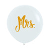 ROUND LATEX BALLOON 2 SIDES MRS FASHION WHITE