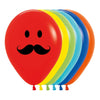 ROUND LATEX BALLOON 2 FACES HAPPY FACE MUSTACHE FASHION ASSORTMENT