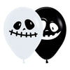 ROUND LATEX BALLOON 2 SIDES FASHION GHOSTS ASSORTMENT BLACK AND WHITE