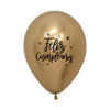 ROUND LATEX BALLOON 2 SIDES HAPPY RADIANT BIRTHDAY GOLDEN REFLEX