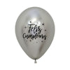 GLOBO LATEX REDONDO 2 CARAS FELIZ CUMPLEAÑOS RADIANTE REFLEX PLATA