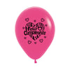 ROUND LATEX BALLOON 2 SIDES HAPPY BIRTHDAY ZEBRA FASHION FUCHSIA