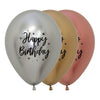 GLOBO LATEX REDONDO 2 CARAS HAPPY BIRTHDAY RADIANTE REFLEX SURTIDO DELUXE