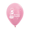 ROUND LATEX BALLOON 2 SIDES MY FIRST COMMUNION PINK SATIN