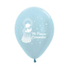 ROUND LATEX BALLOON 2 SIDES MY FIRST COMMUNION SATIN BLUE