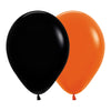 FASHION ROUND LATEX BALLOON ASSORTMENT BLACK-ORANGE