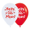 GLOBO LATEX REDONDO 2 CARAS FELIZ DIA MAMI FASHION SURTIDO ROJO - BLANCO