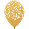 ROUND LATEX BALLOON INFINITY® FILIGREE GOLDEN METAL