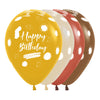 GLOBO LATEX REDONDO INFINITY® HAPPY BIRTHDAY TERRA FASHION SURTIDO