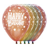 ROUND LATEX BALLOON INFINITY® HAPPY BIRTHDAY SQUARE DUO CRYSTAL PASTEL AND REFLEX ASSORTED