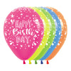 ROUND LATEX BALLOON INFINITY® HAPPY BIRTHDAY SPLASH NEON ASSORTED NEON