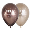 GLOBO LATEX REDONDO 2 CARAS FELIZ CUMPLEAÑOS CHISPAS REFLEX SURTIDO