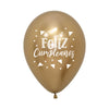 ROUND LATEX BALLOON 2 SIDES HAPPY BIRTHDAY GOLDEN REFLEX TRIANGLES