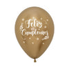 ROUND LATEX BALLOON 2 SIDES HAPPY BIRTHDAY VINTAGE GOLDEN REFLEX