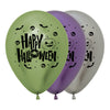 ROUND LATEX BALLOON 2 SIDES HAPPY HALLOWEEN NIGHT REFLEX ASSORTMENT