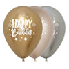 GLOBO LATEX REDONDO 2 CARAS HAPPY BIRTHDAY CUADRADOS REFLEX SURTIDO