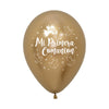 ROUND LATEX BALLOON 2 SIDES MY FIRST COMMUNION DOVES GOLDEN REFLEX