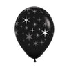 ROUND LATEX BALLOON INFINITY® STARS BOLD METALINK FASHION BLACK